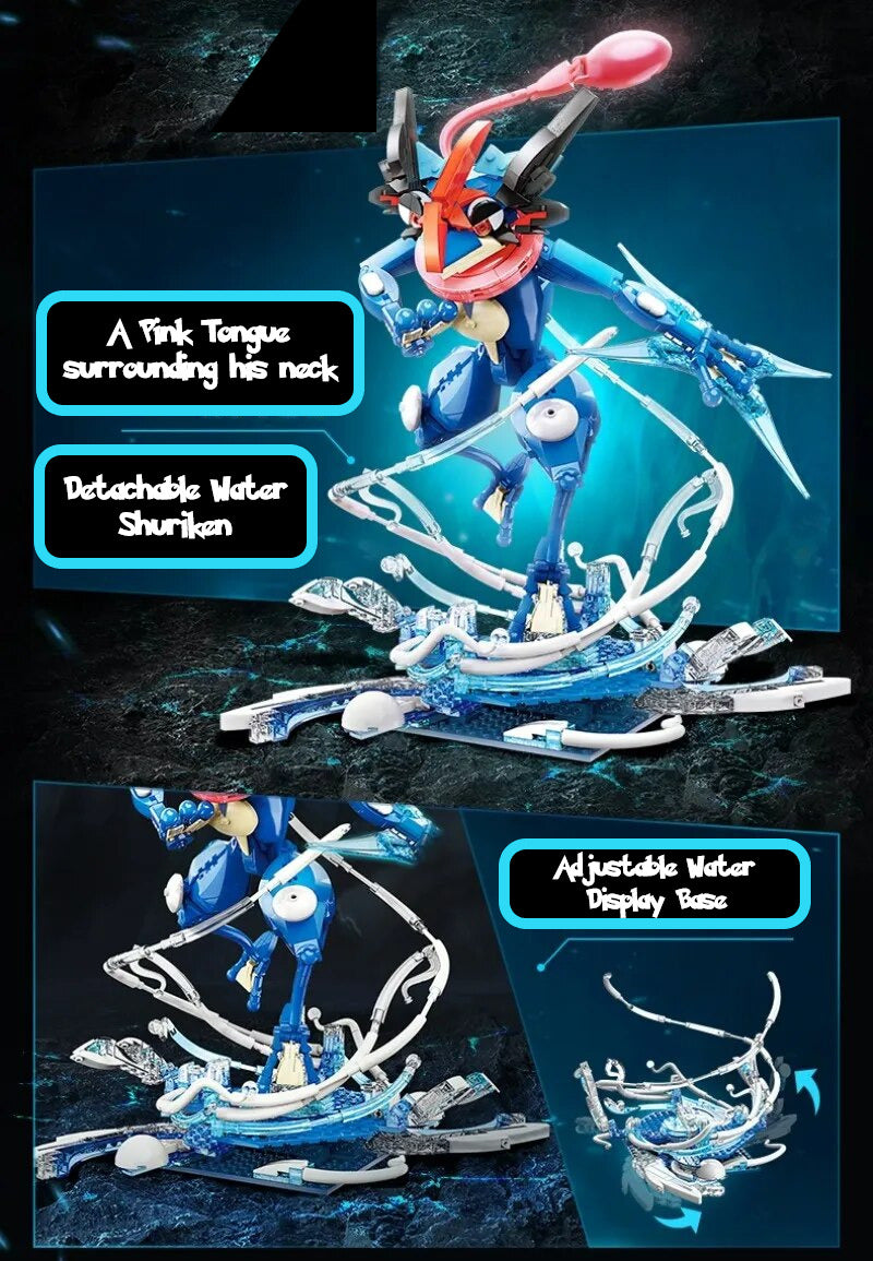 ✅ Ensemble de blocs de construction officiels Pokémon LARGE 16" Ash Greninja Jouet créatif NEUF