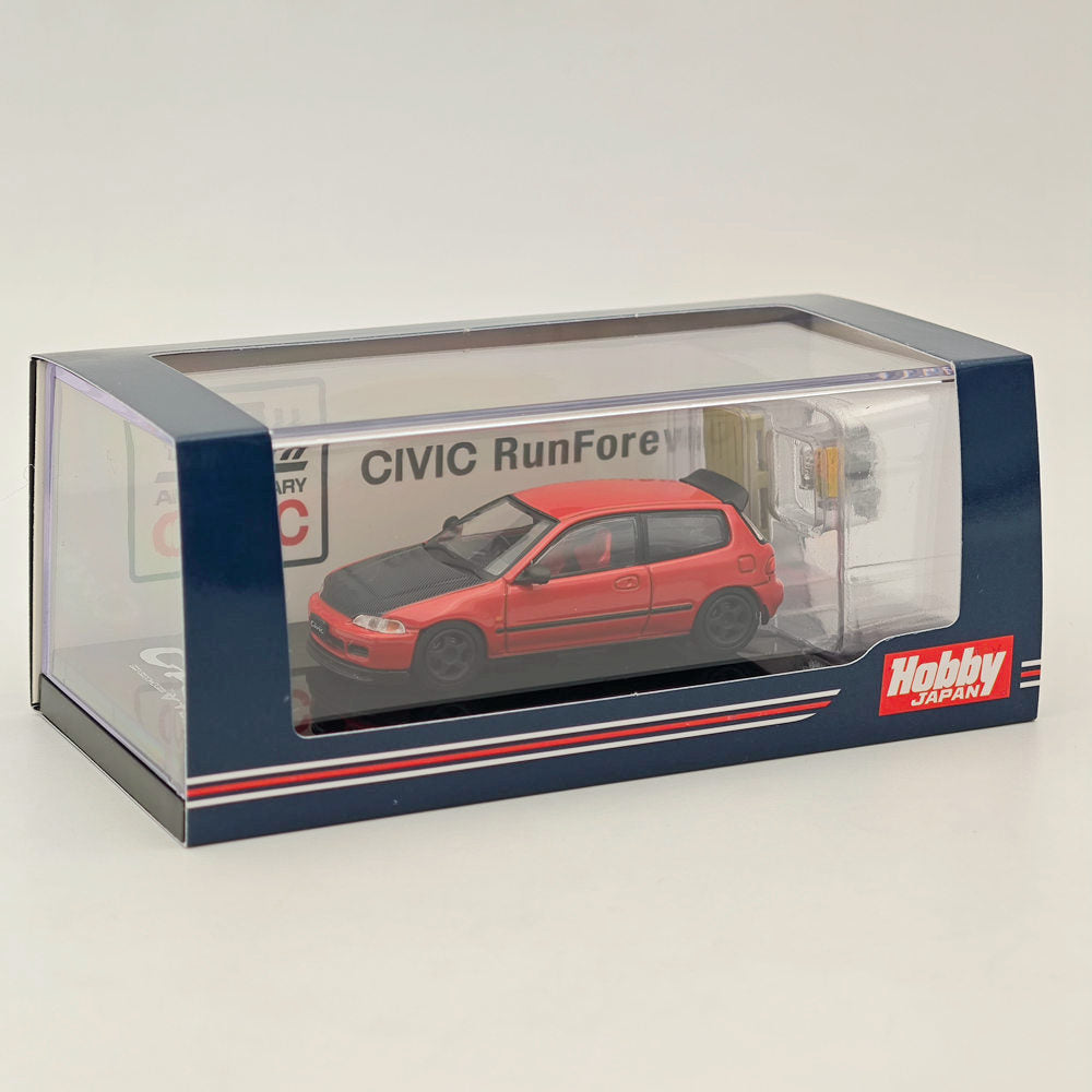 Hobby Japan 1:64 Honda Civic (EG6) Customized Version with Engine Display Red Diecast Car Collection Auto Toys Gift Ships(from the United States)