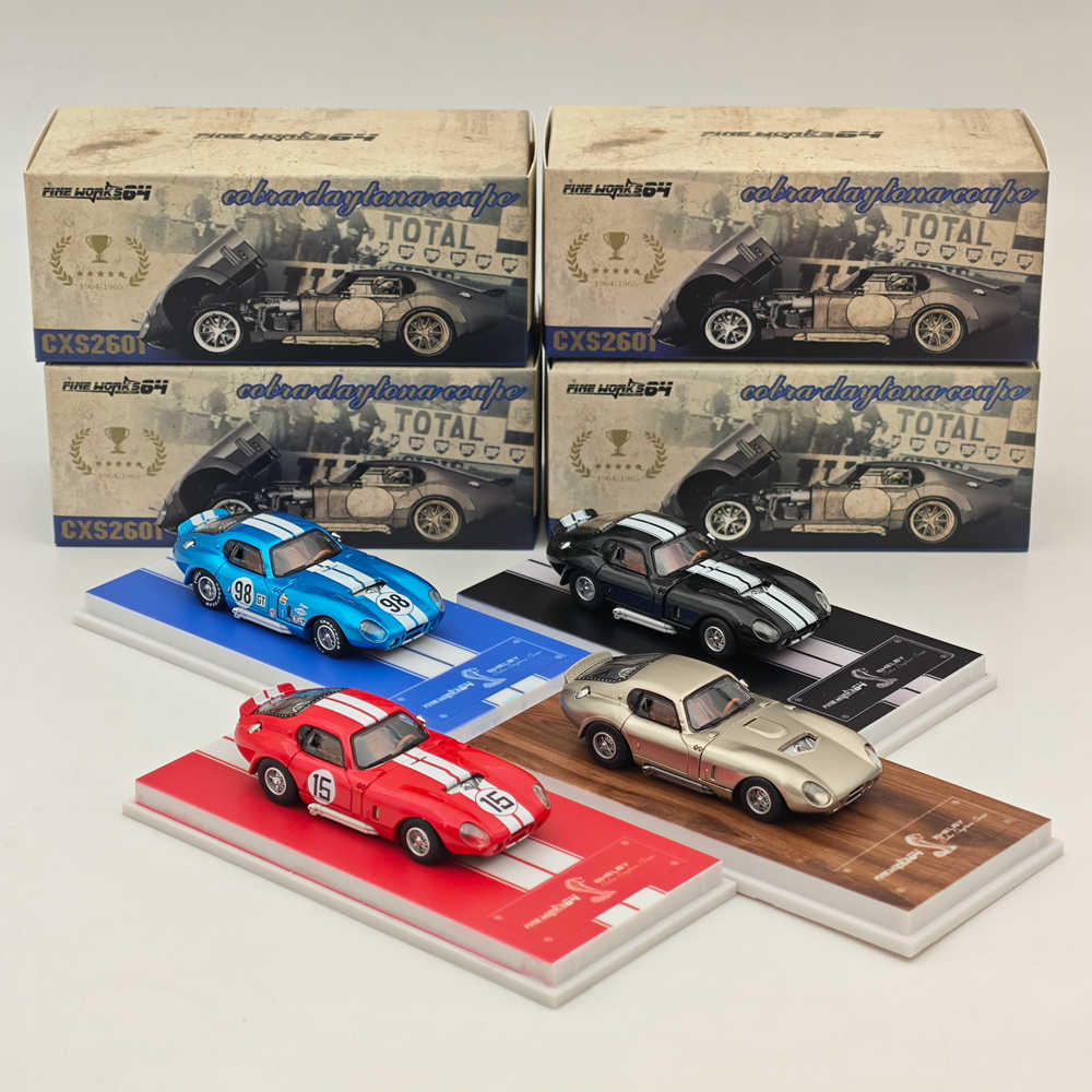 Fine Works 1:64 Shelby Cobra Daytona Coupé Miniature Hobby Jouets moulés sous pression Modèles de voitures Collection Cadeaux