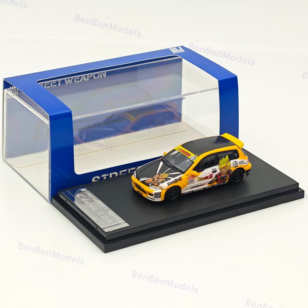 1:64 SW Civic EG6 Sir Dragon Ball Hatchback Sports Model Diecast Metal Car Gifts