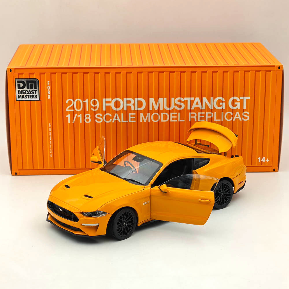 DM 1/18 Scale Model Replicas Ford Mustang GT 2019 Orange Fury RHD Diecast Car Miniature Hobby Gifts