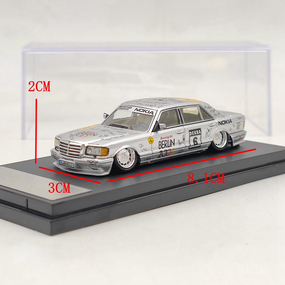 Master 1:64 Mercedes-Benz 190E Berlin Bear 2000 Lowride Diecast Toys Car Models Miniature Vehicle Hobby Collection Gifts