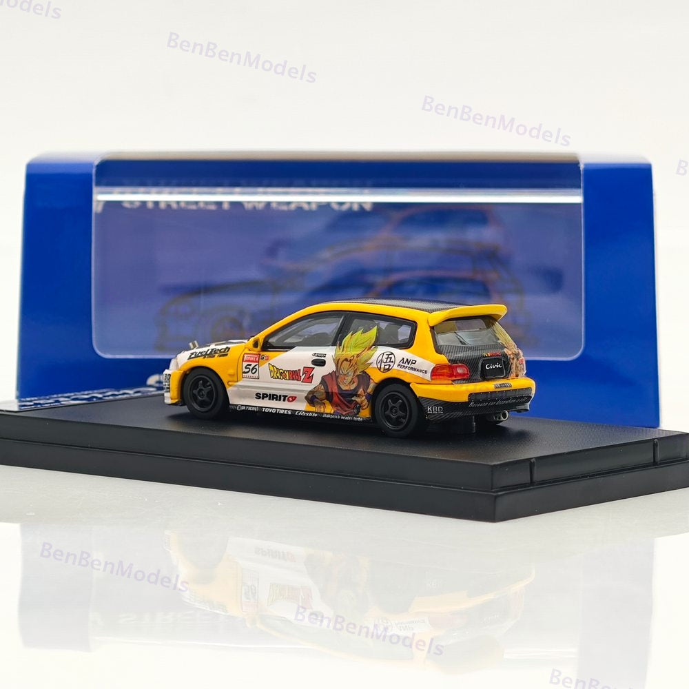1:64 SW Civic EG6 Sir Dragon Ball Hatchback Sports Model Diecast Metal Car Gifts