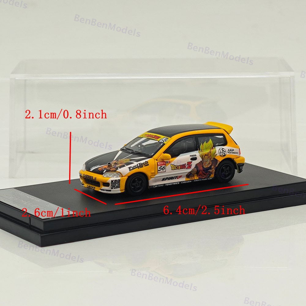 1:64 SW Civic EG6 Sir Dragon Ball Hatchback Sports Model Diecast Metal Car Gifts