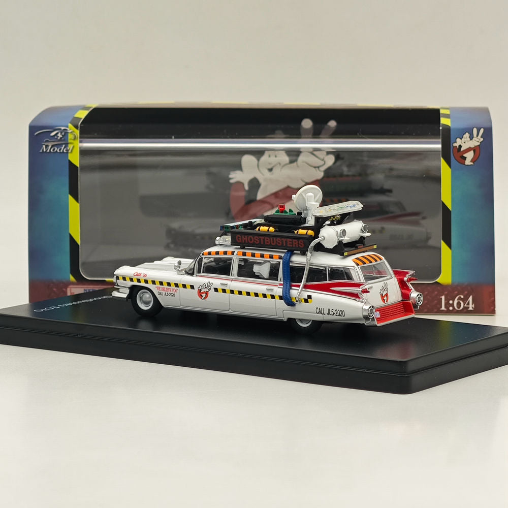 1/64 YS Cadillac Ghostbusters ECTO-1A Diecast Model Car Miniature Collection