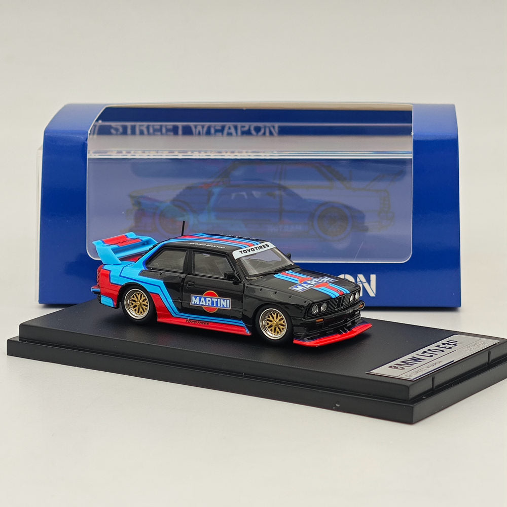 1/64 Street Weapon SW BMW LTO E30 M3 Martini Black Diecast Model Car Collection