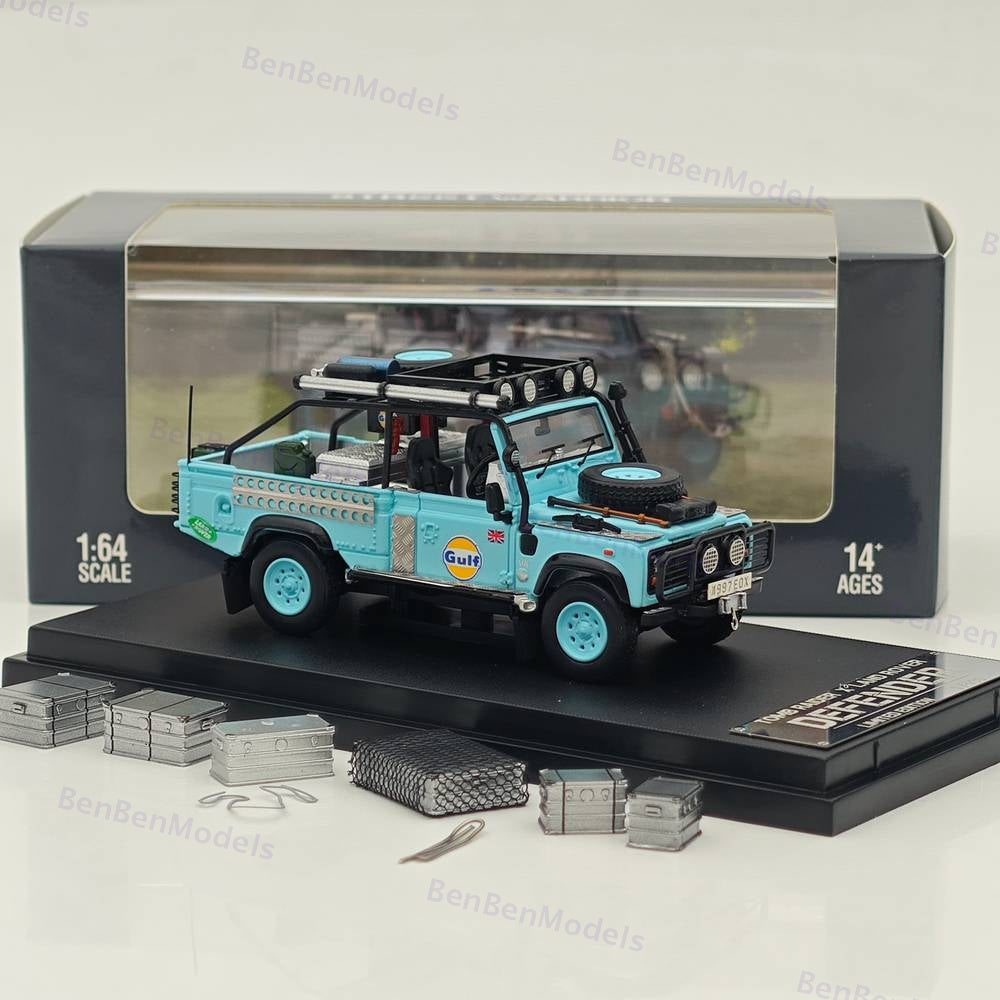 1:64 SW Blue Gulf Defender 90 Pickup Sports Model Diecast Metal Car Limited