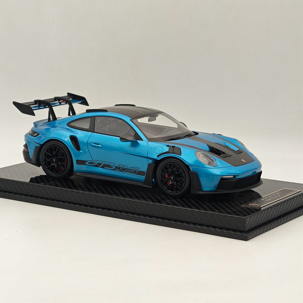 Modèle de voiture de collection de haute qualité en résine AI MODEL 1/18 Porsche 992 GT3 RS LCE SILVER BLUE