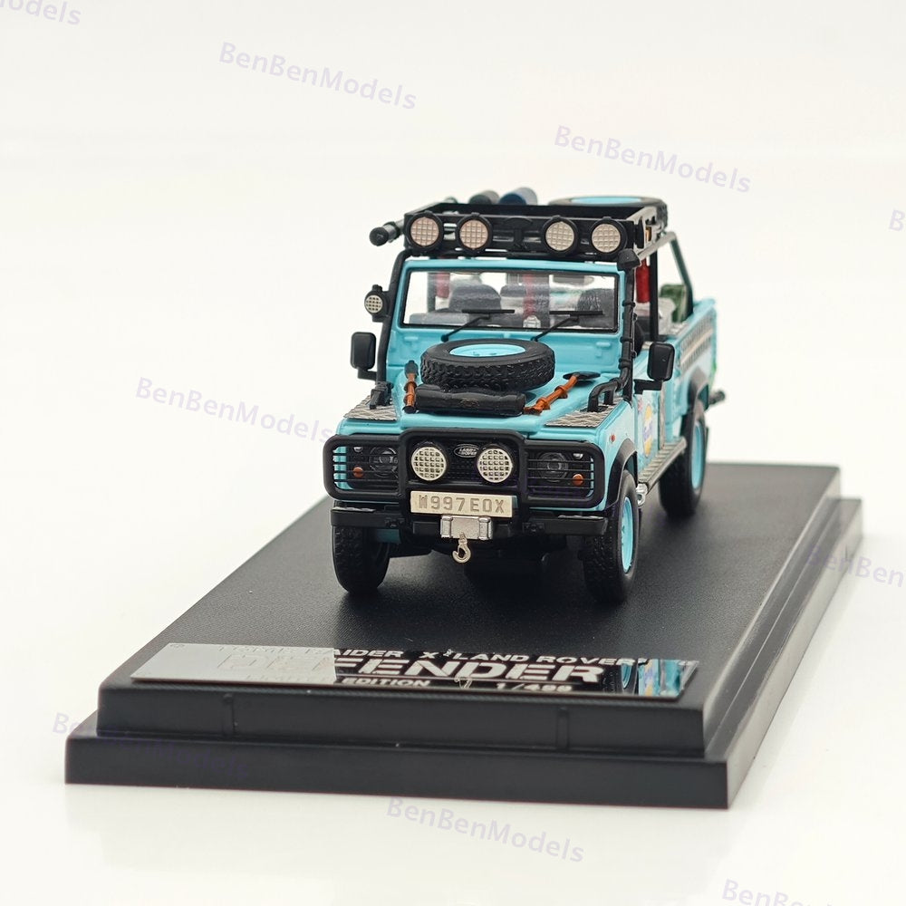 1:64 SW Blue Gulf Defender 90 Pickup Sports Model Diecast Metal Car Limited