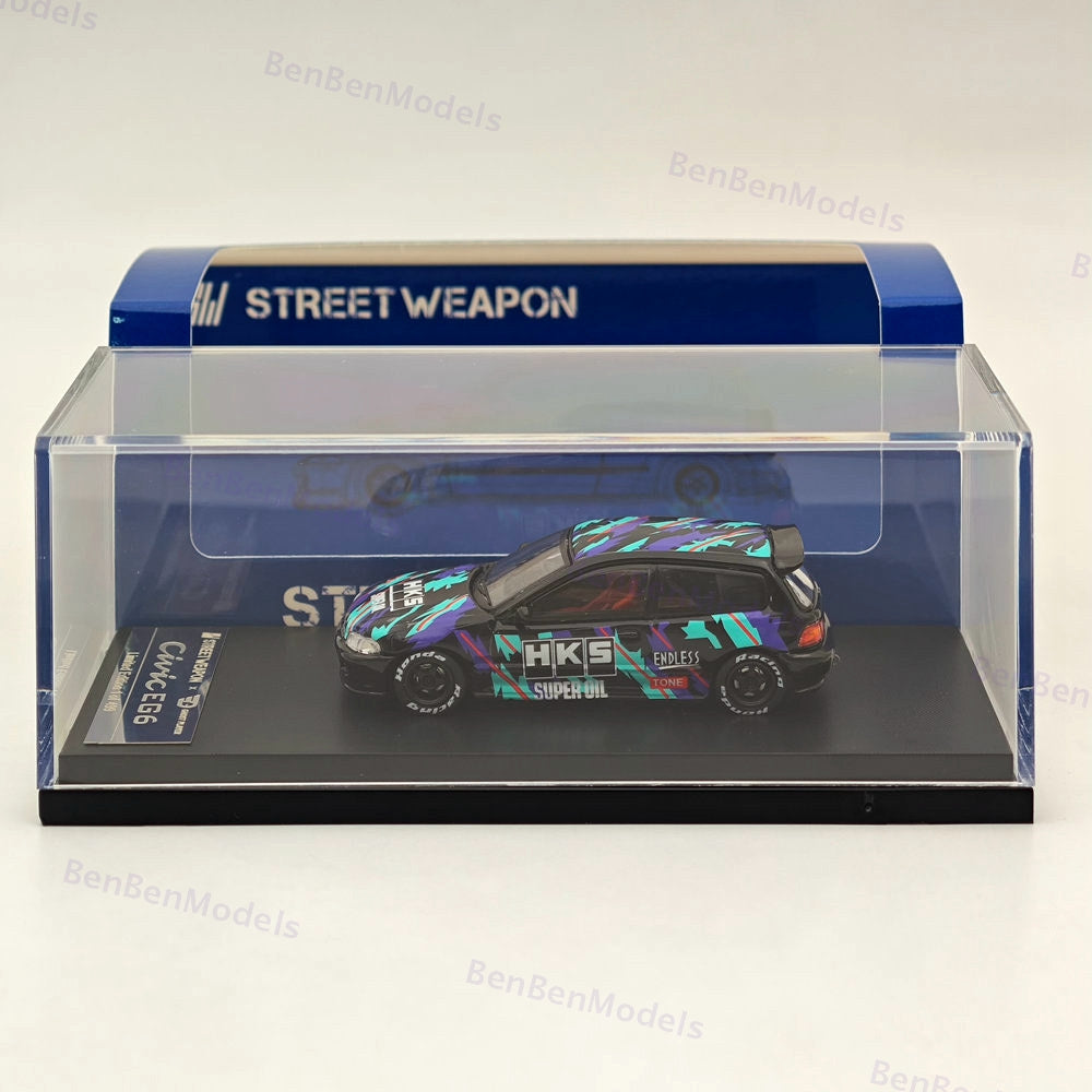 1:64 SW Civic EG6 HKS Limited 499pcs Diecast Models Car Limited Collection Gifts