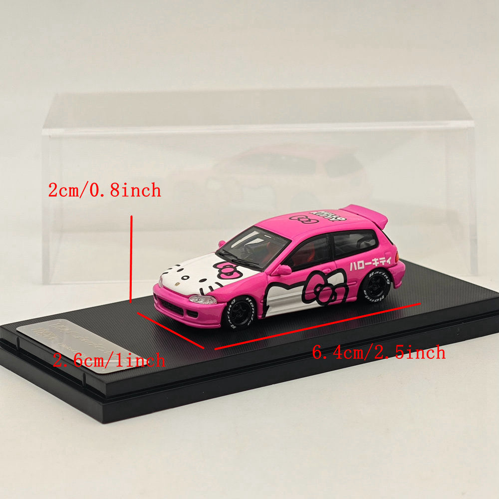 1/64 Ghost Player HONDA CIVIC EG6 Rose Modèles moulés sous pression Collection de voitures