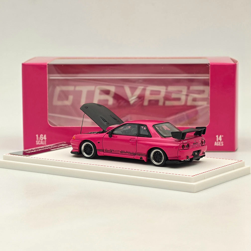 FH 1/64 Nissan Skyline GT-R VR32 Top Secret Carbon Hood Pink Diecast Model Car