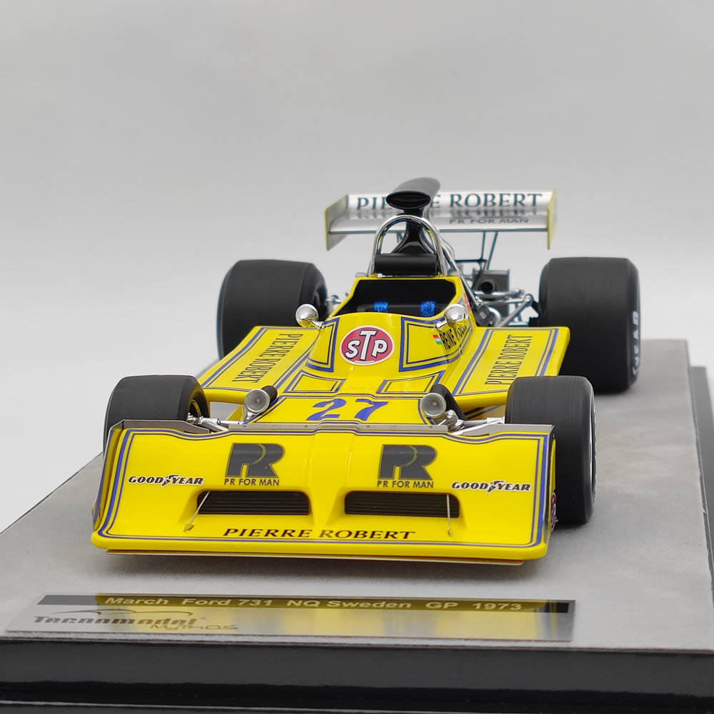 1/18 Tecno March Ford 731 NQ GP de Suède 1973 n° 27 Reine Wisell's TM18-289C Modèle réduit de voiture en résine jaune Collection limitée