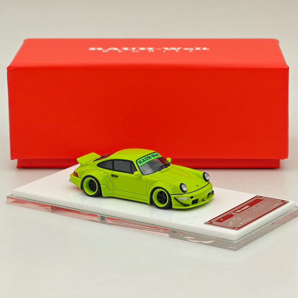 XKE Porsche 1/64 RWB rauh-welt BEGRIFF, modèles de voiture en résine vert pomme, collection limitée, cadeau automobile, 964