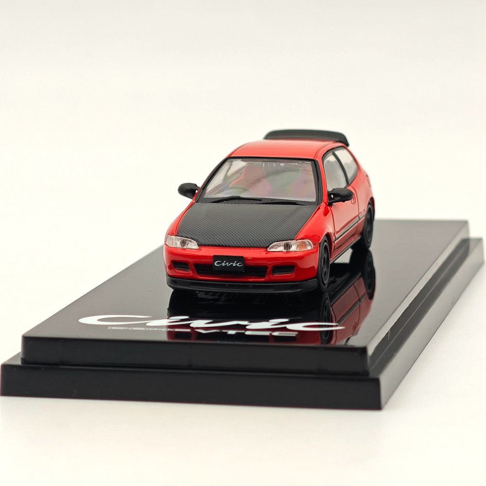 Hobby Japan 1:64 Honda Civic (EG6) Customized Version with Engine Display Red Diecast Car Collection Auto Toys Gift Ships(from the United States)