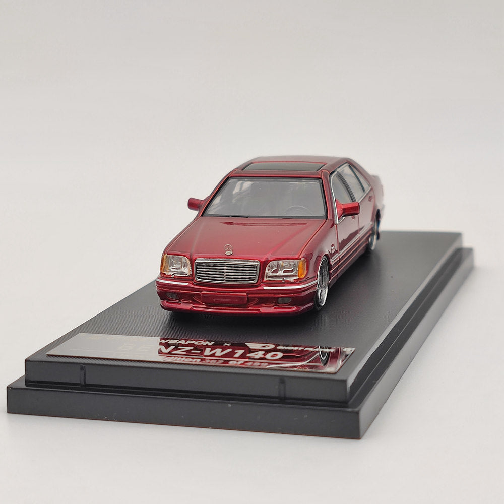 1/64 Street Weapon Benz W140 S600 Red Limited 499 Diecast Model Car Collection