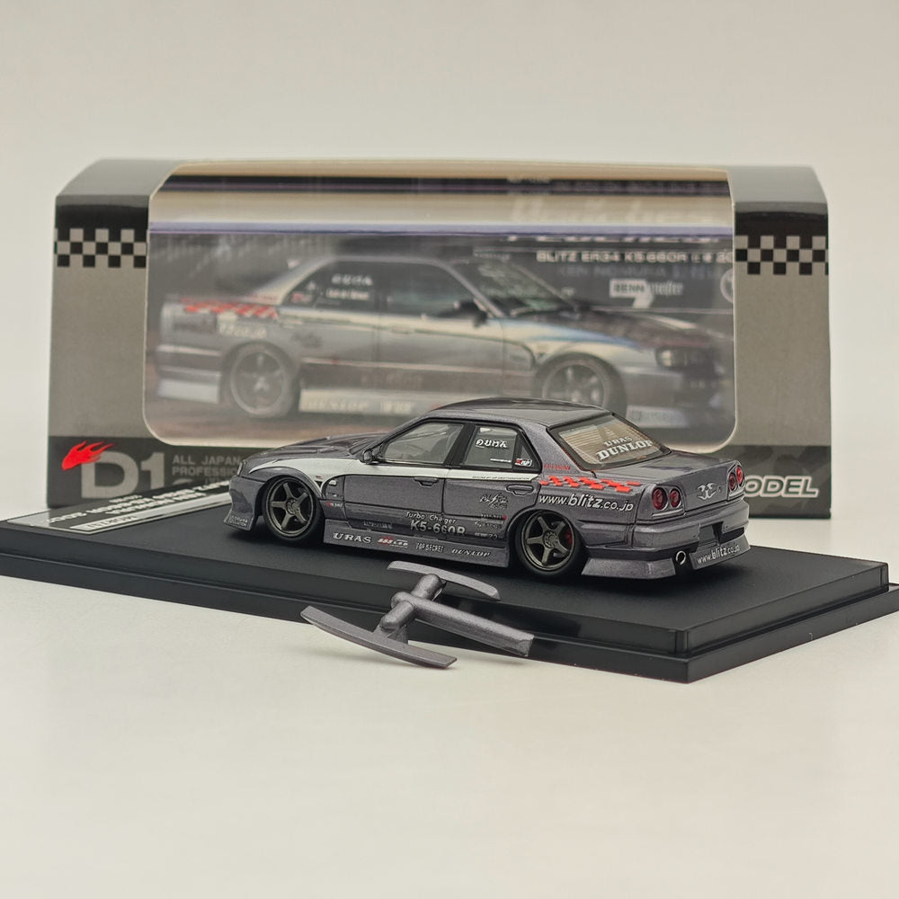 MORTAL 1:64 NISSAN BLITZ D1 SKYLINE ER34 URAS K5-660R MJ STYLE Drift Car Edition Miniature Diecast Toys Modèles de voitures Hobby Collection Cadeaux