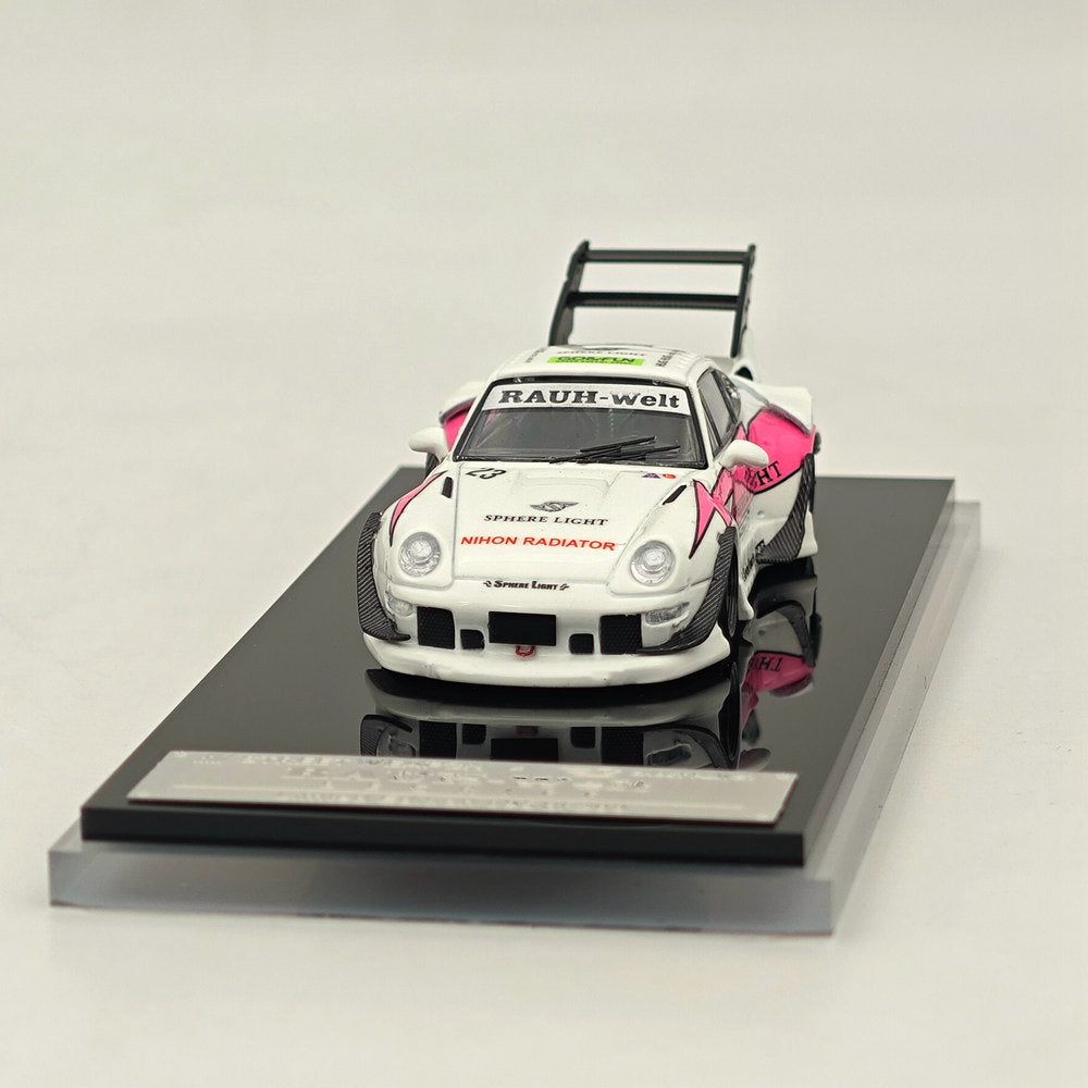 1/64 SW RWB 993 Rauh-Welt Modified Pink #23 Tall Wing Diecast Model Car Limited