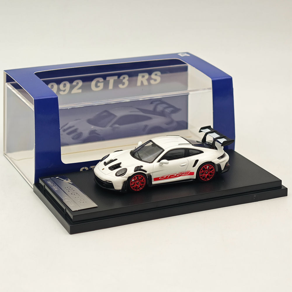 1:64 SW Porsche 992 GT3 RS Racing Sports White Diecast Models Car Collection