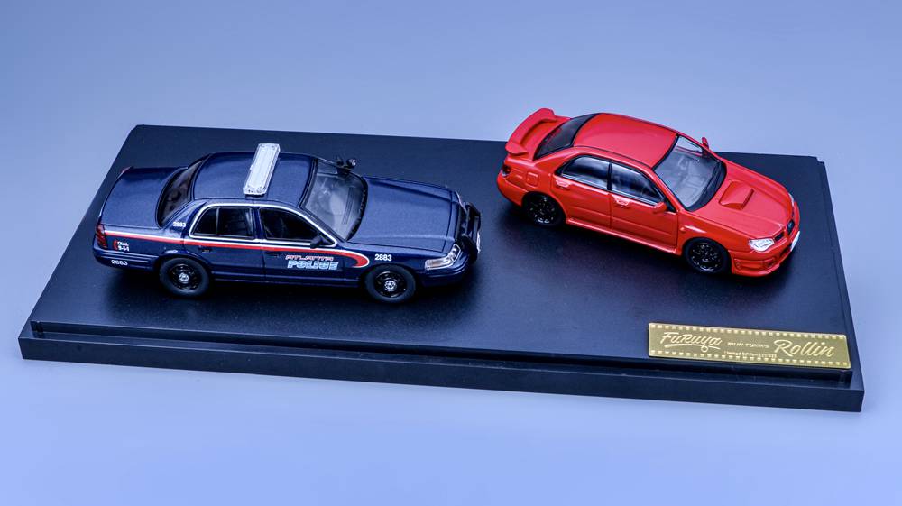 Rollin&Furuya 1:64 Subaru Sti+Ford CV Atlanta Police # 2883 Car Set Diecast Toys Car Models Miniature Hobby Collectible Gifts