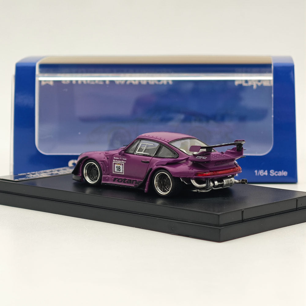 1:64 SW Purple 911 RWB 993 Apple #18 Racing Sports Model Diecast Metal Car