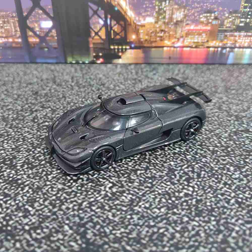 MJ 1/64 Koenigsegg one1 Customized Diecast Toys Car Models Miniature Hobby Collection Gifts Black Carbon