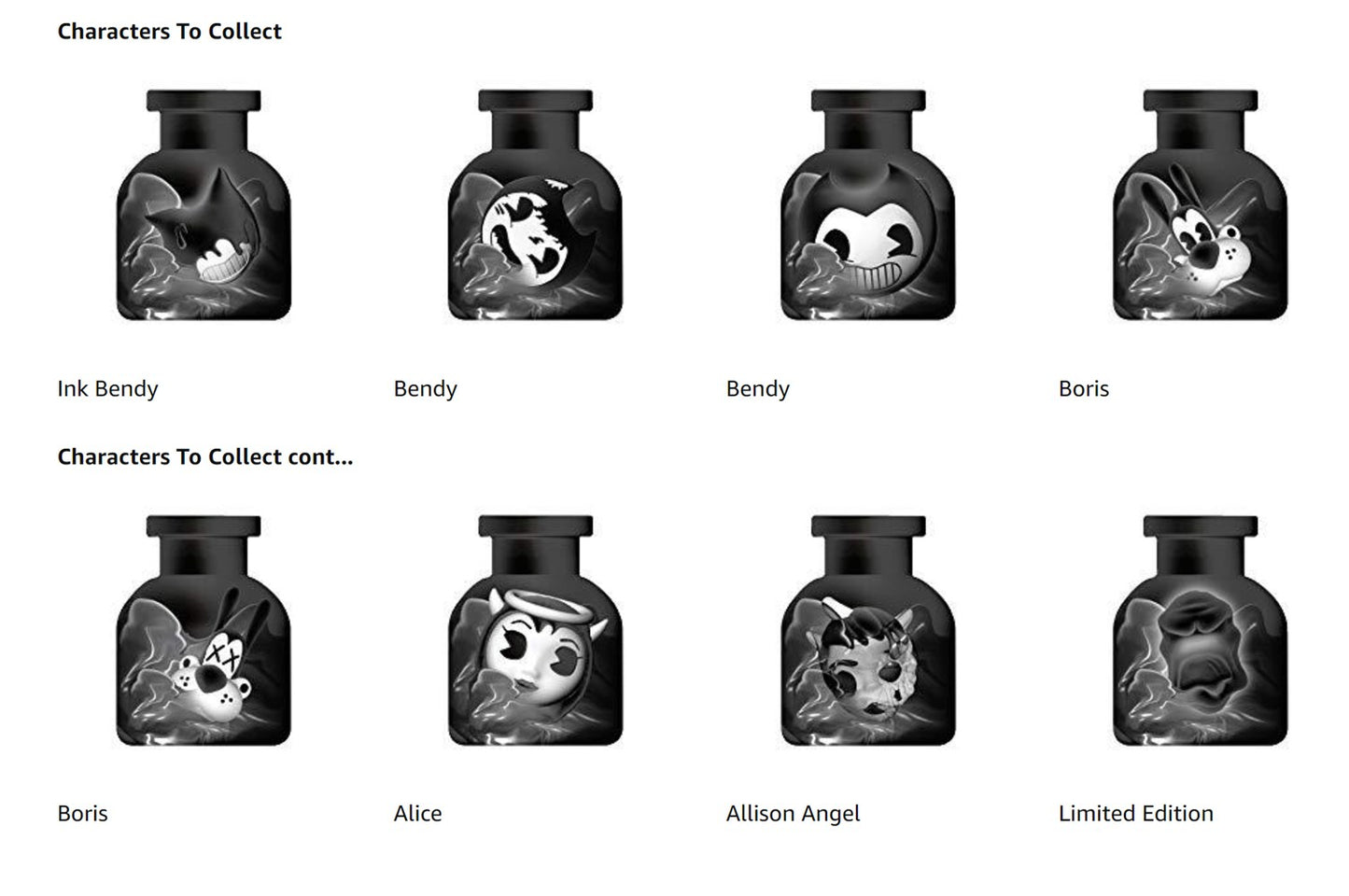 Bocal aveugle assorti de Bendy et de la machine à encre avec tête de figurine mystérieuse