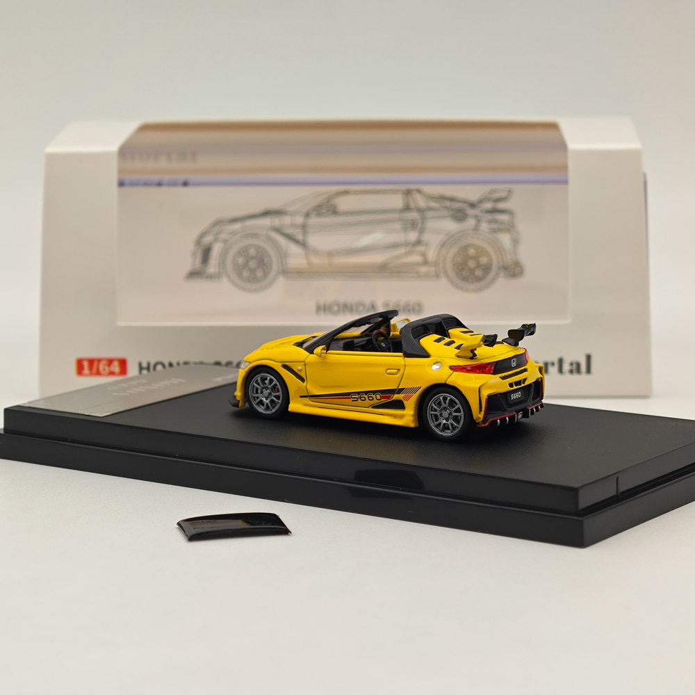 Mortal 1:64 Honda S660 Mugen Cabriolet avec capote Jouets moulés sous pression Modèles de voitures Collection Cadeaux Édition limitée
