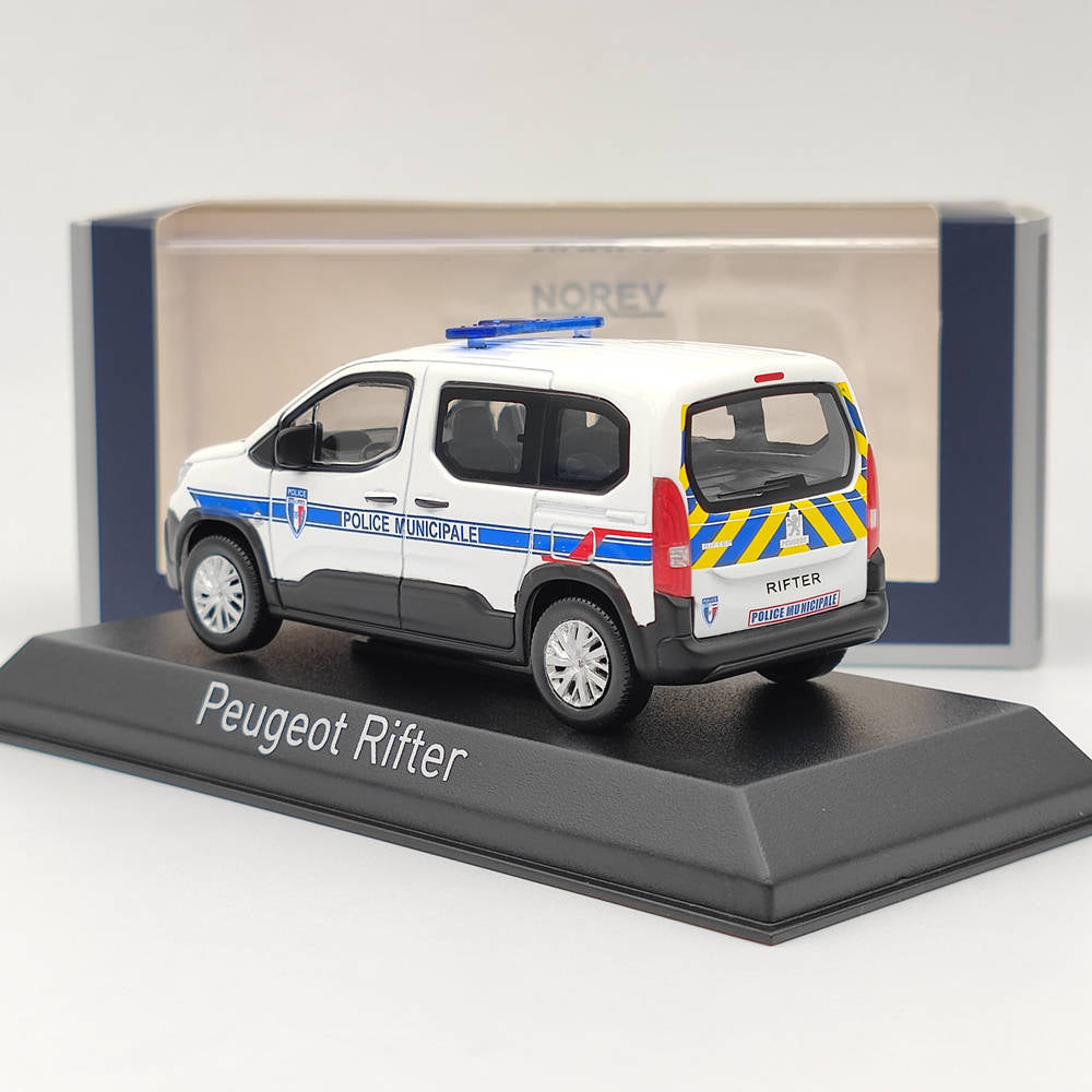 Norev – Peugeot Rifter Van moulé sous pression, modèle de voiture de Police, Collection de cadeaux de noël, 1/43