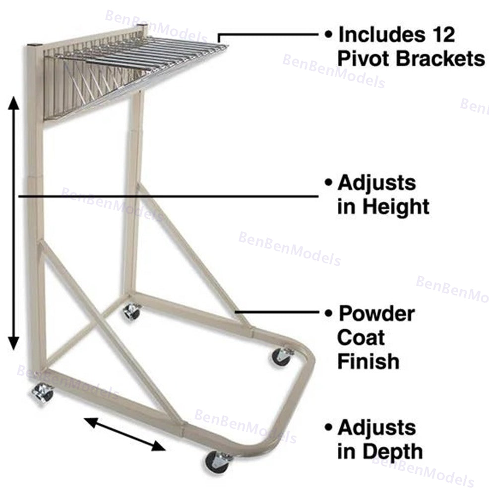 Heavy Duty Mobile Blueprint Storage Rack MRWH - 12 Pivot Brackets, Locking Casters, Adjustable --US in stocks