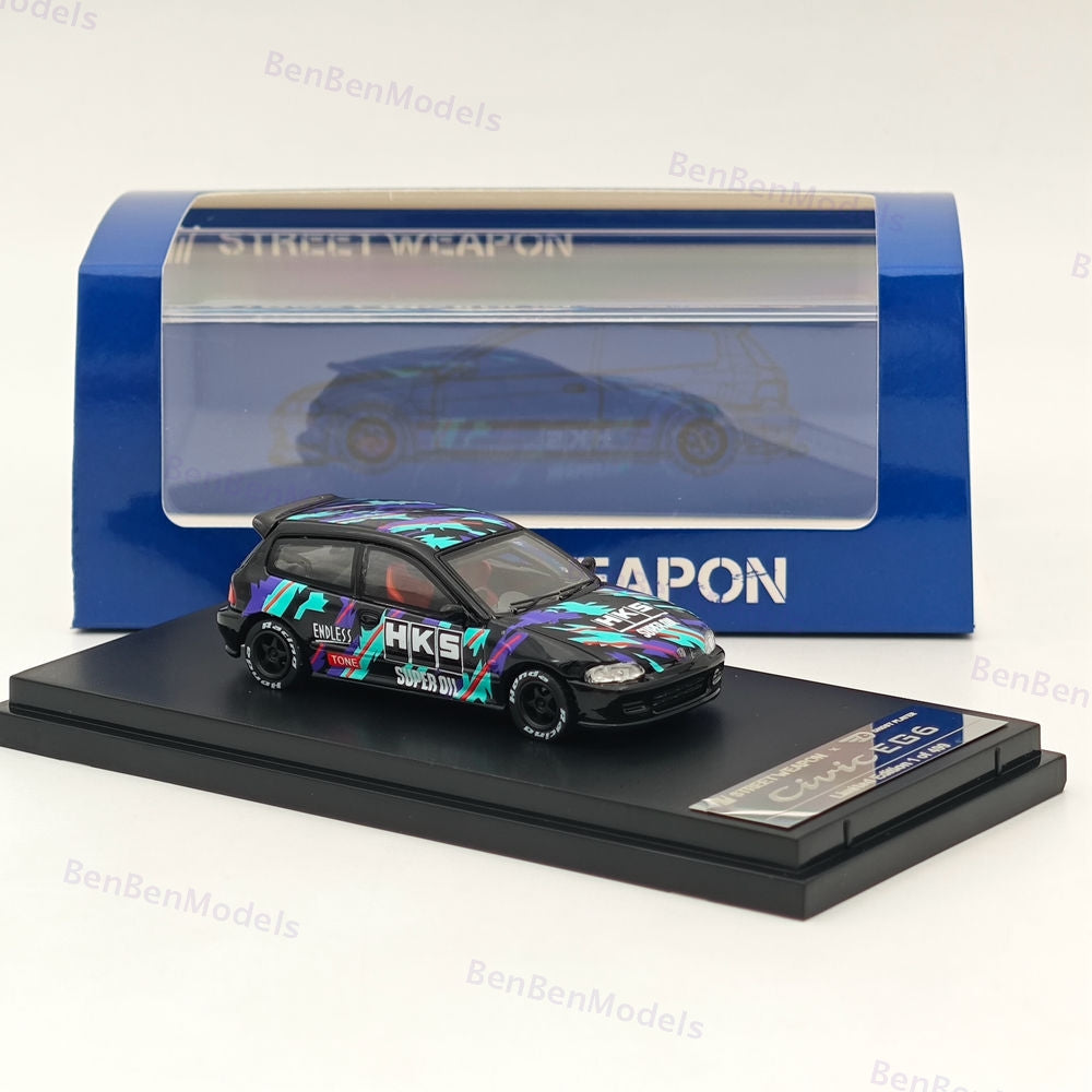 1:64 SW Civic EG6 HKS Limited 499pcs Diecast Models Car Limited Collection Gifts