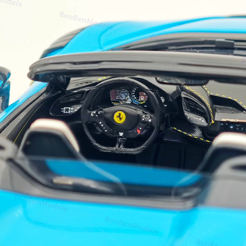 CE 1/18 Ferrari SF90 Spider Supercar Car Blue Resin Model Limited Collection