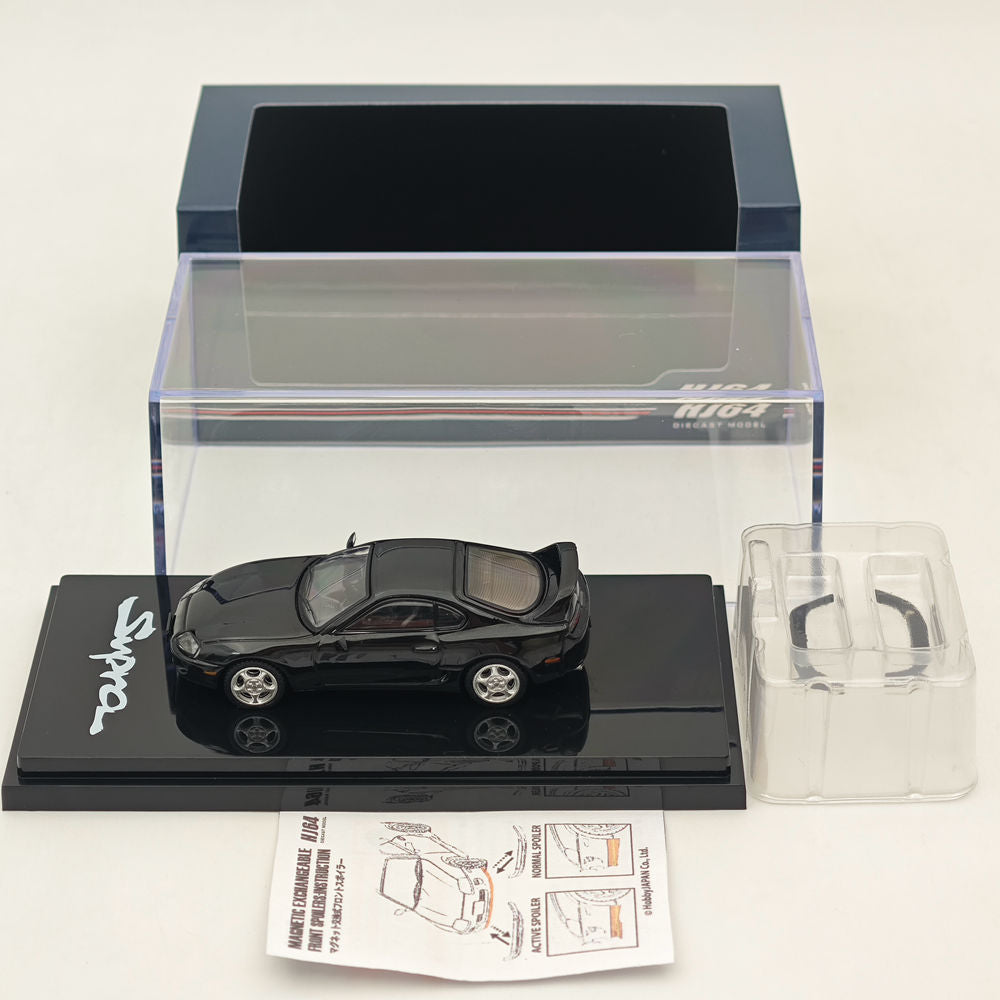 Hobby Japan 1/64 Toyota SUPRA RZ JZA80 avec pièces de spoiler actif Noir HJ642042BK Modèles moulés sous pression Collection de voitures