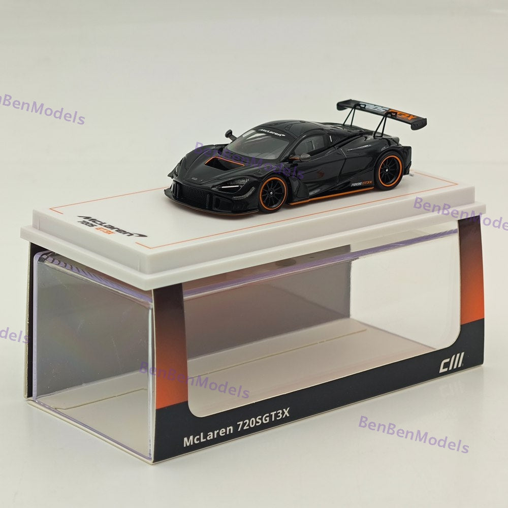 1/64 CM McLaren 720S GT3 X Super Racing Sports Black Diecast Model Car Limited