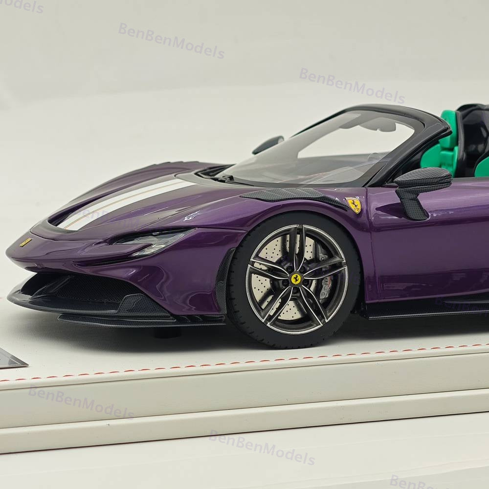 CE 1/18 Ferrari SF90 Spider Supercar Car Purple Resin Model Limited Collection