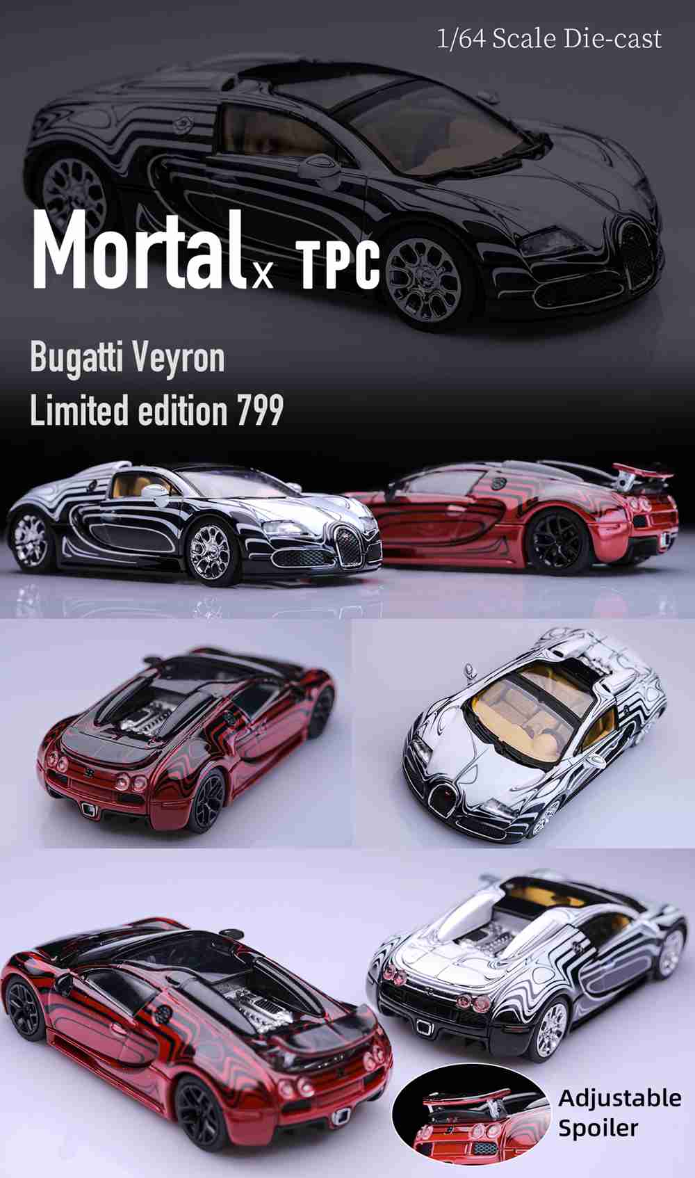 Mortal 1:64 Bugatti Veyron Super Sport Jouets moulés sous pression Modèles de voitures Collection Cadeaux Panda Gulf Ceramics Cadeaux