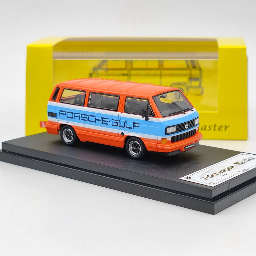 Master 1:64 Porsche B32 & VW T3 Multivan 1985 Van Gulf Jouets moulés sous pression Modèles de voitures Miniature Hobby Cadeaux exquis