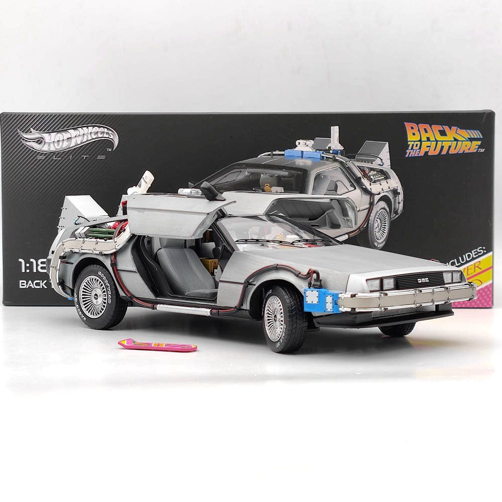 Hot Wheels 1/18 Elite Retour vers le futur Time Machine BCJ97 Modèle de voiture moulé sous pression Collection Auto Cadeau