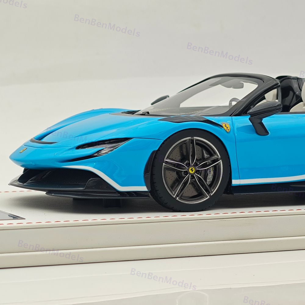 CE 1/18 Ferrari SF90 Spider Supercar Car Blue Resin Model Limited Collection