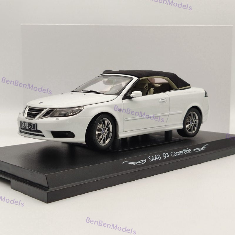 Original 1:18 93 9-3 Convertible Sport Car White Diecast Model Car Limited Edition