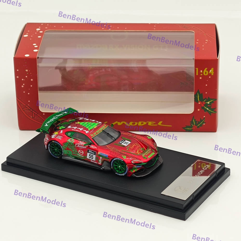 1:64 GLORY Mazda RX Vision GT3 Red Christmas Sports Diecast Model Car Collection