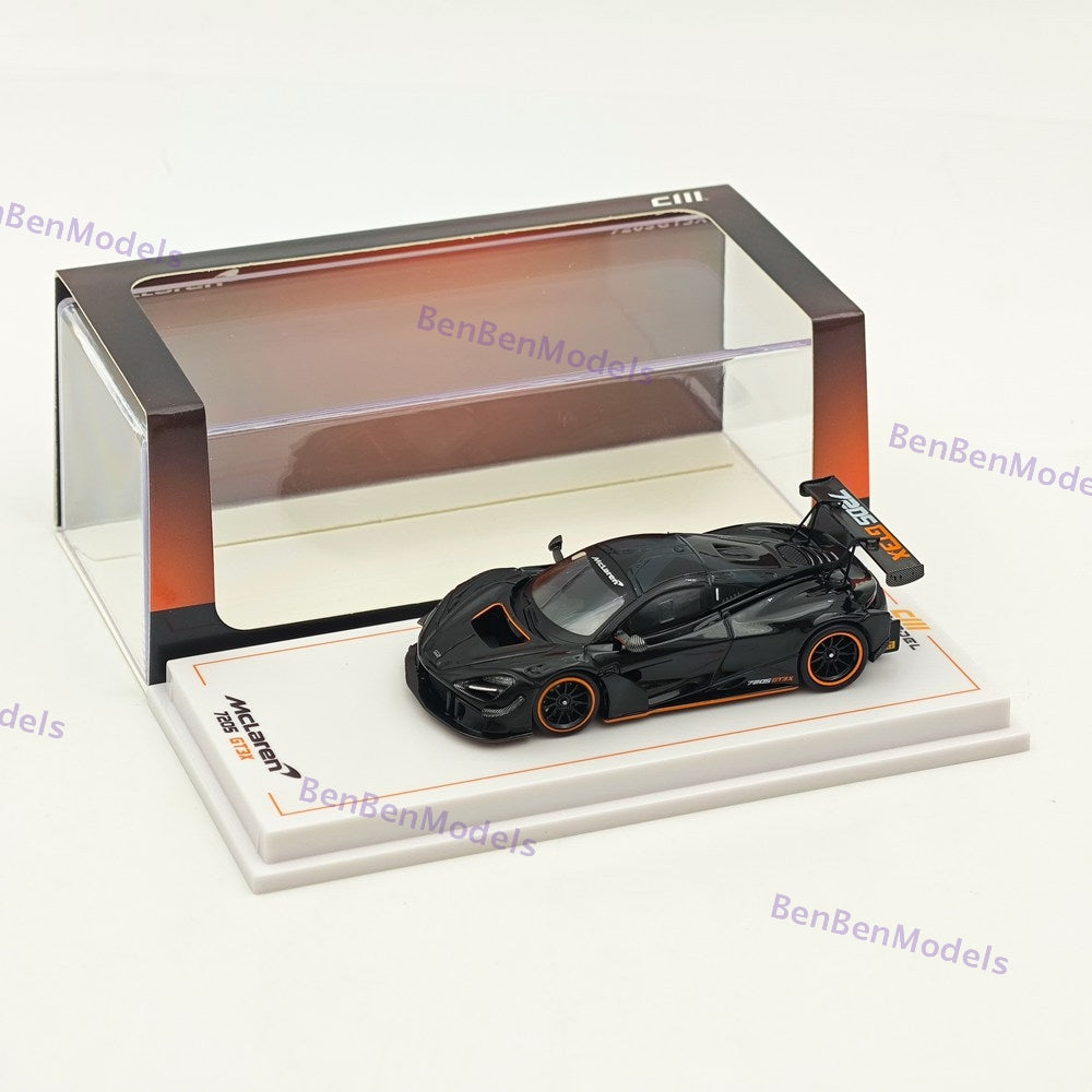 1/64 CM McLaren 720S GT3 X Super Racing Sports Black Diecast Model Car Limited
