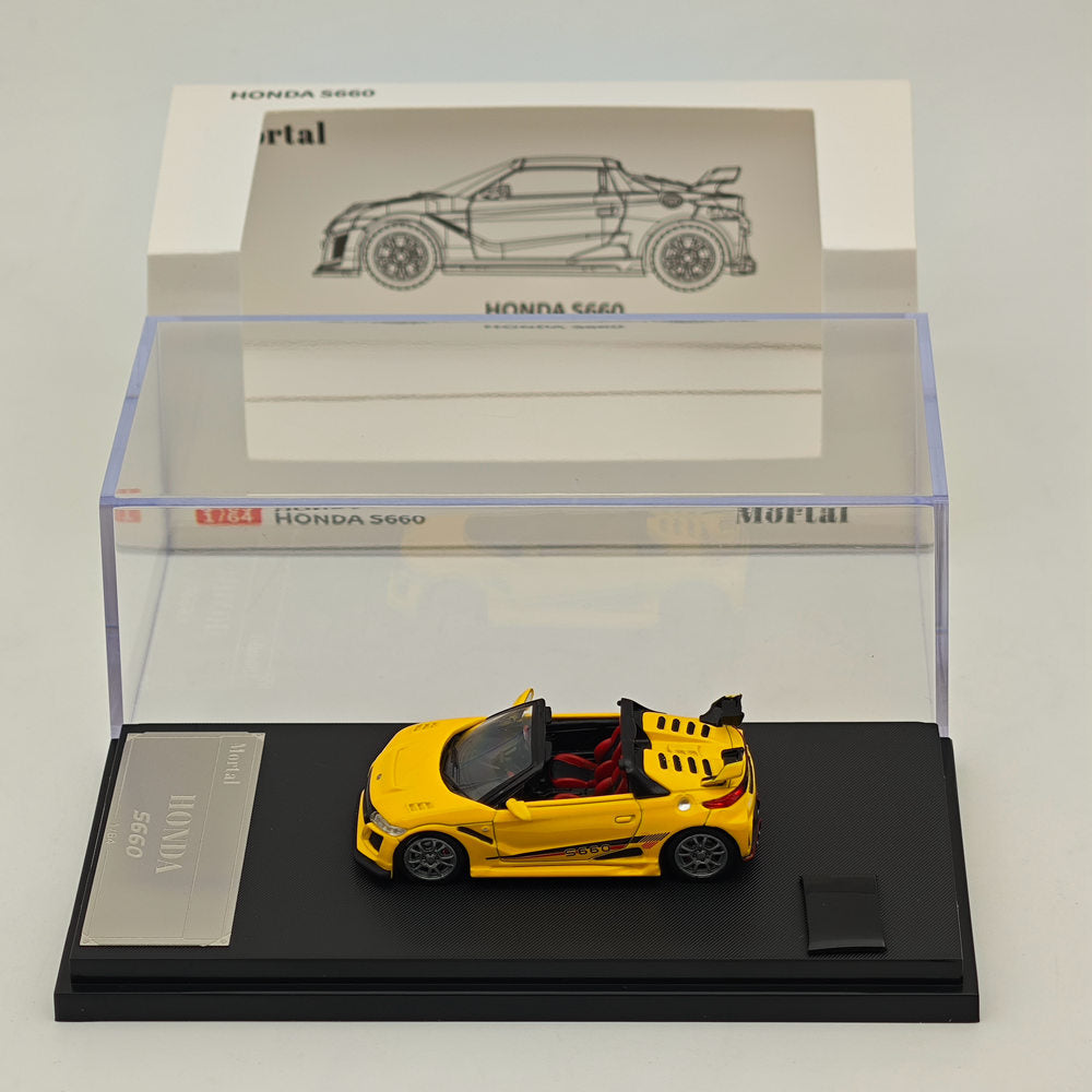 Mortal 1:64 Honda S660 Mugen Cabriolet avec capote Jouets moulés sous pression Modèles de voitures Collection Cadeaux Édition limitée