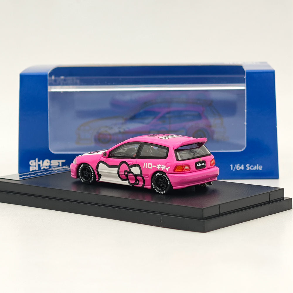 1/64 Ghost Player HONDA CIVIC EG6 Rose Modèles moulés sous pression Collection de voitures