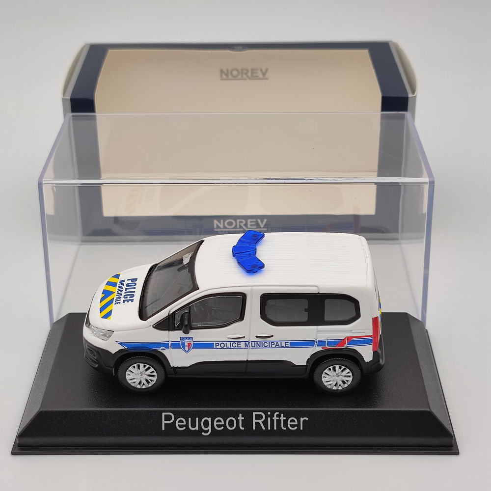Norev – Peugeot Rifter Van moulé sous pression, modèle de voiture de Police, Collection de cadeaux de noël, 1/43