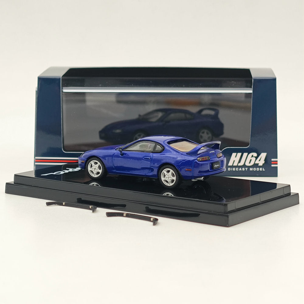 Hobby Japan 1/64 Toyota SUPRA RZ JZA80 avec pièces de spoiler actif Bleu HJ642042BL Modèles moulés sous pression Collection de voitures