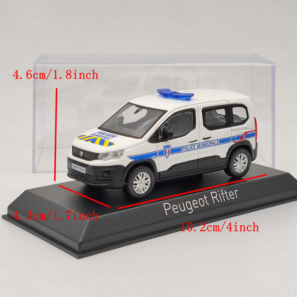 Norev – Peugeot Rifter Van moulé sous pression, modèle de voiture de Police, Collection de cadeaux de noël, 1/43