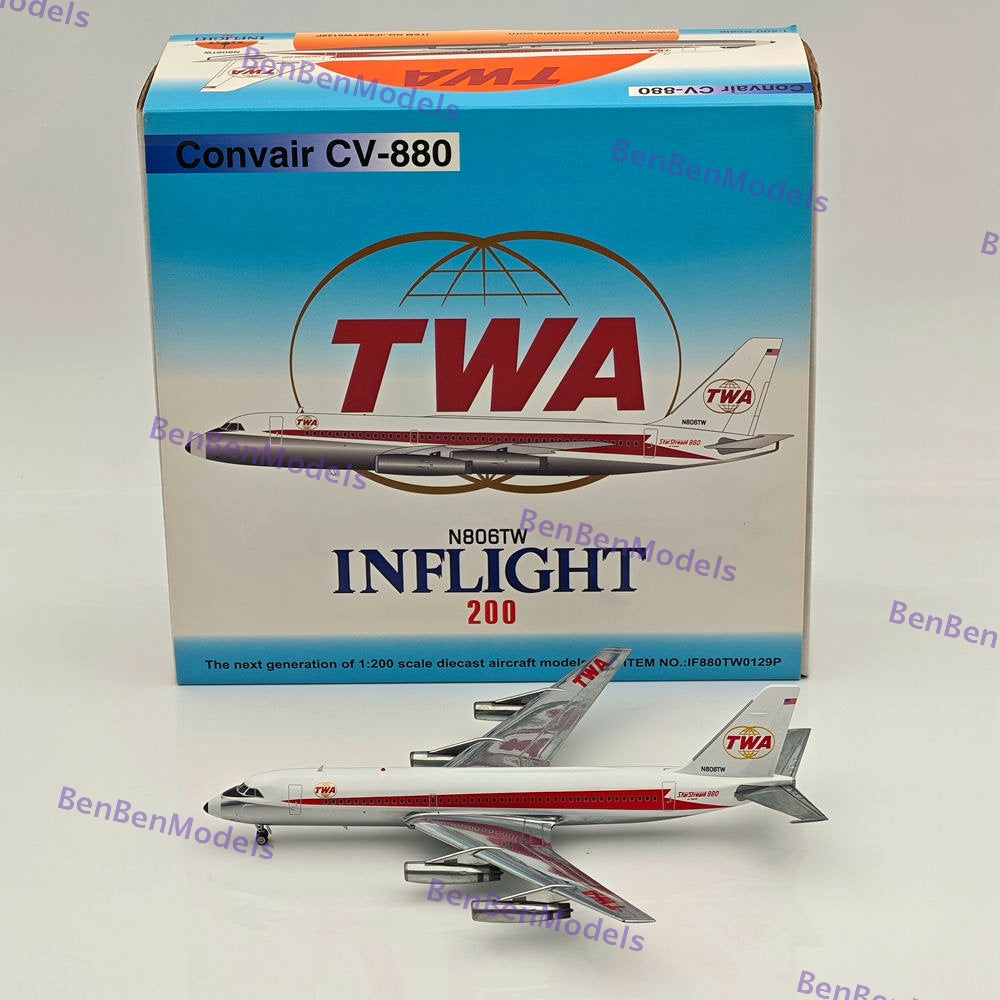 1:200 INFLIGHT 200 TWA / N806TW WITH STAND / CONVAIR CV-880 IF880TW0129P Diecast
