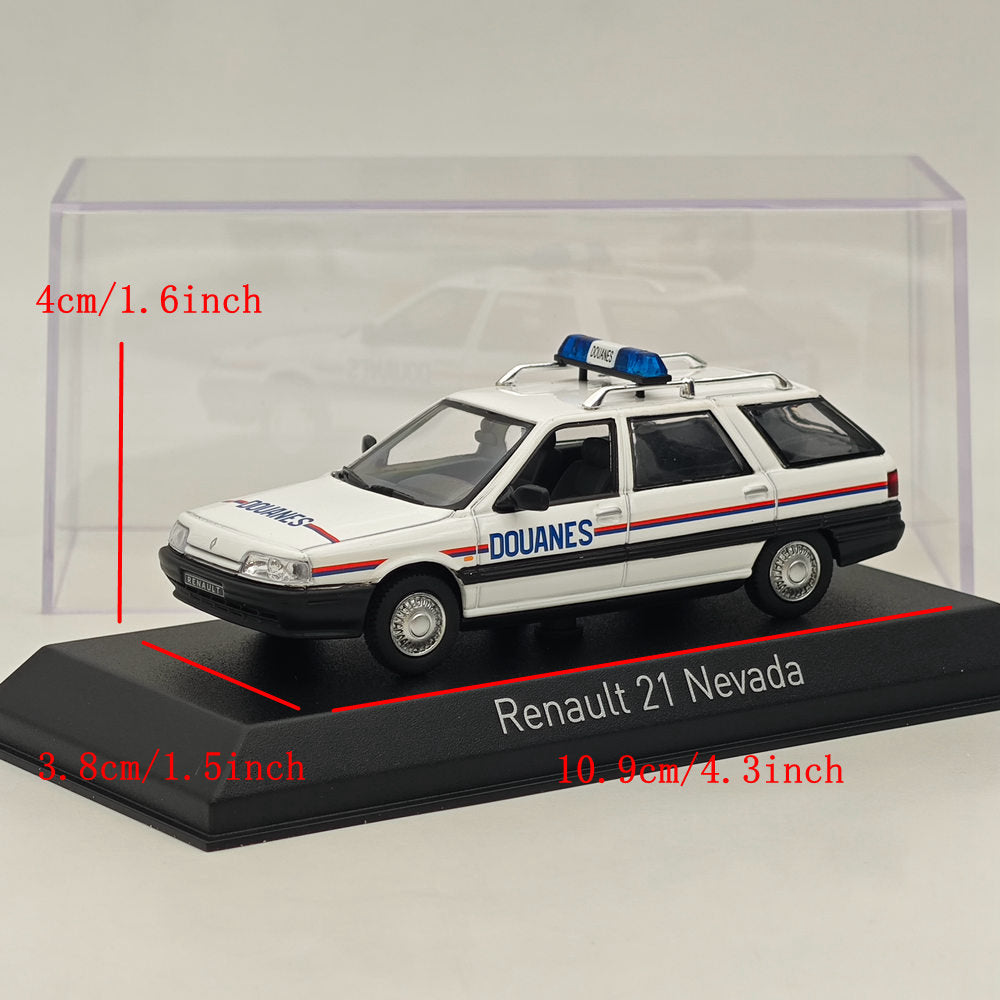 1/43 Norev Renault R21 Nevada Sw Station Wagon Douanes 1993 modèle moulé sous pression blanc