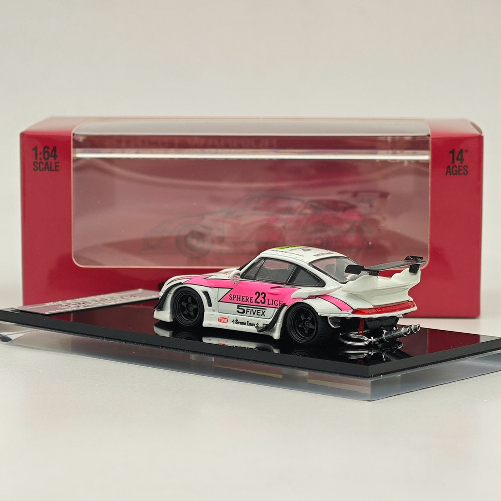 Modèle réduit de voiture moulé sous pression SW RWB 993 Rauh-Welt Modified Pink #23 Short Wing Limited au 1/64